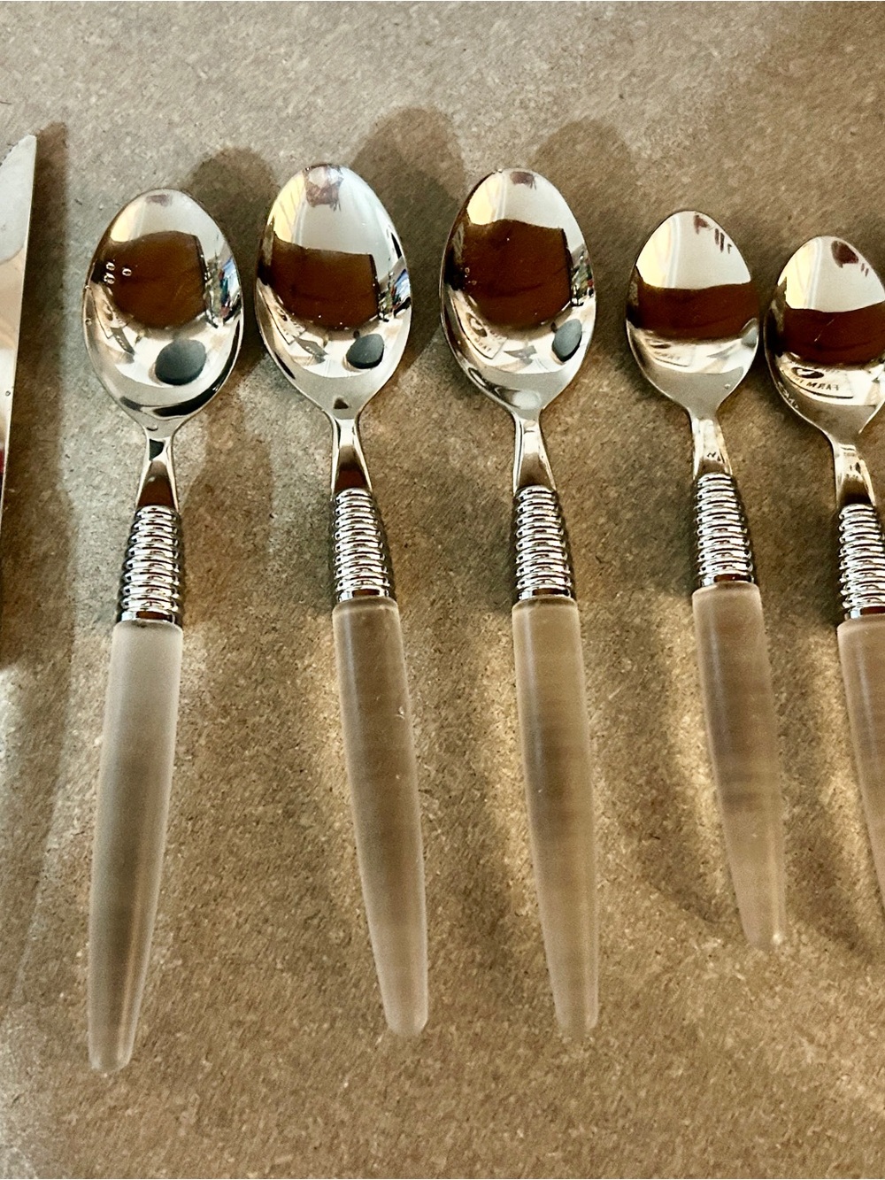 Frosted Lucite  Handle Flatware pieces